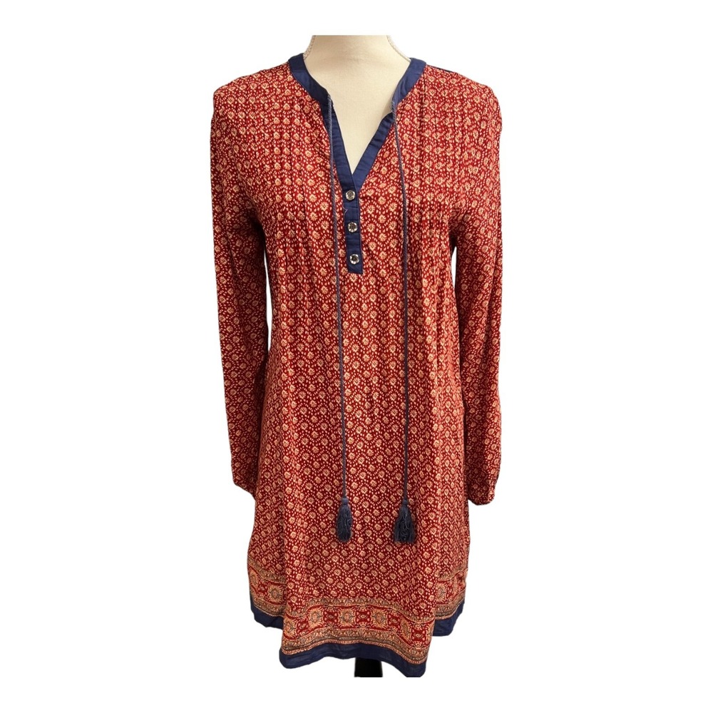 Nellis Dress Floral Sheath Lace Back Size M Tasseled‎ Western Boho Rodeo Hippie